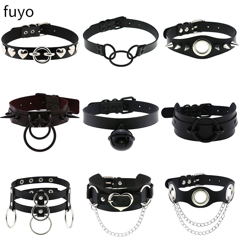 Goth Punk Spike Choker - Punk Chuông Đen Mũi Nhọn Vòng