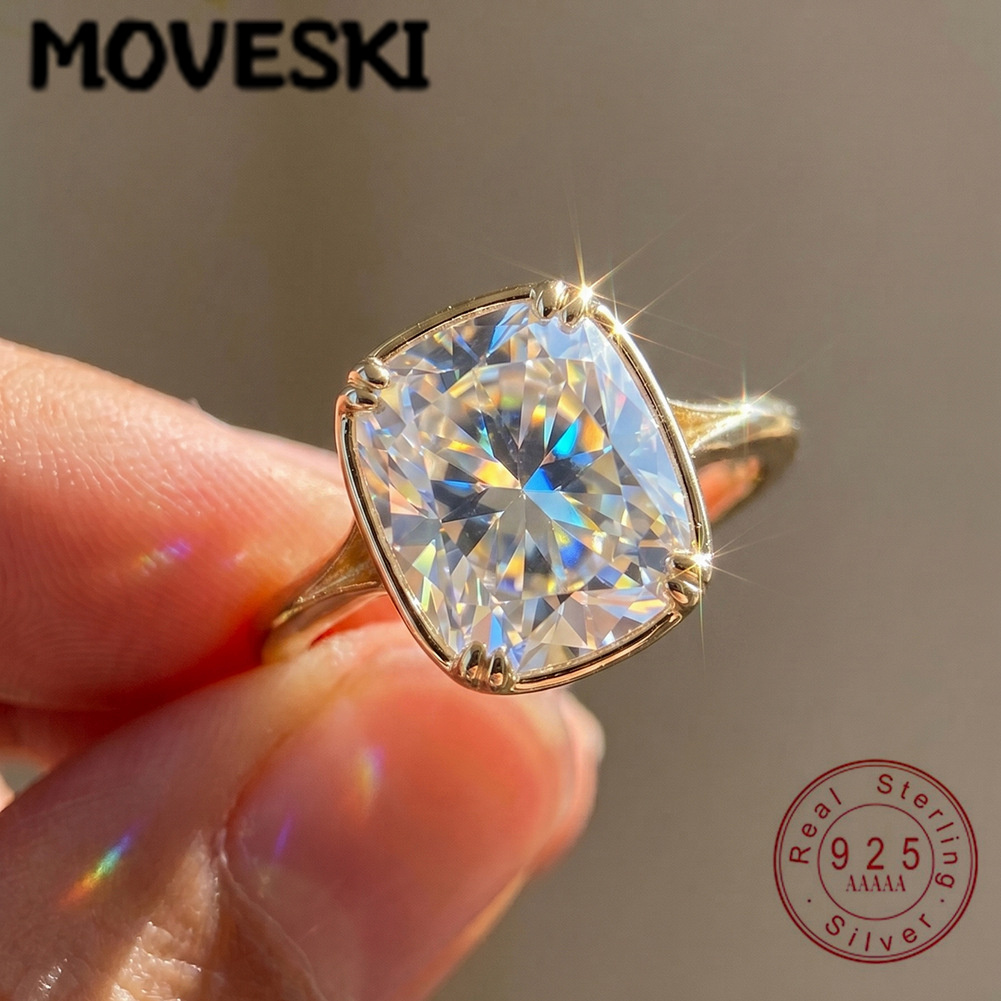 Moissanite Engagement Ring 1 Carat - S925 Sterling Silver 1 Carat Square