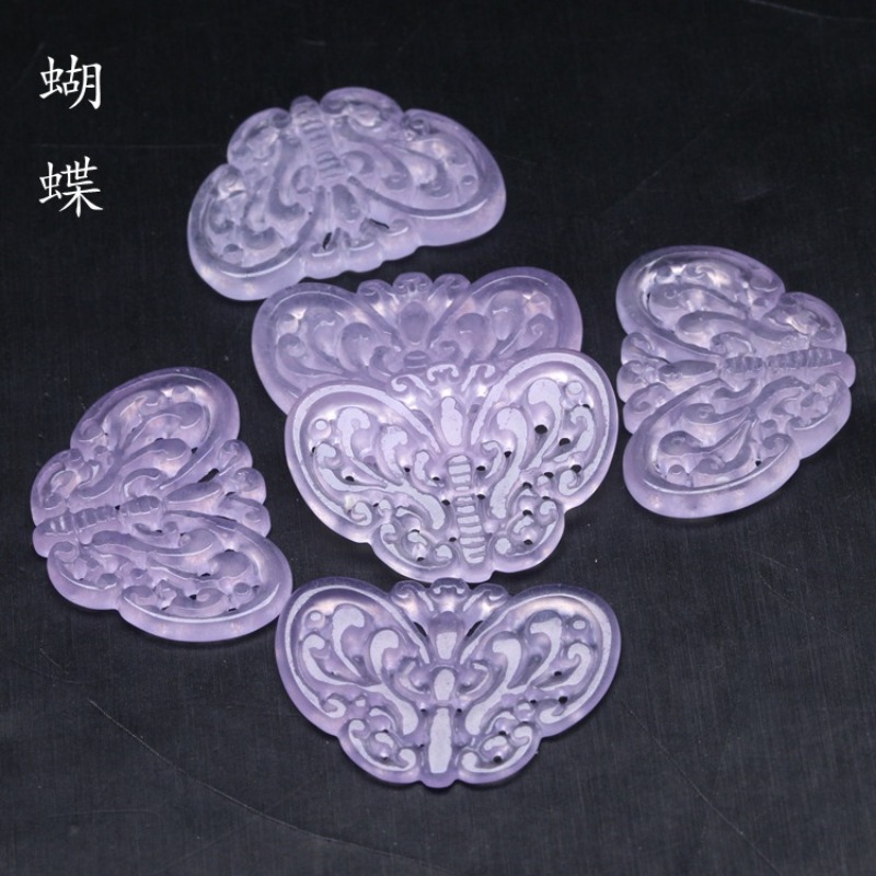 Necklaces - 2pc Natural Purple Jade Hollow Out