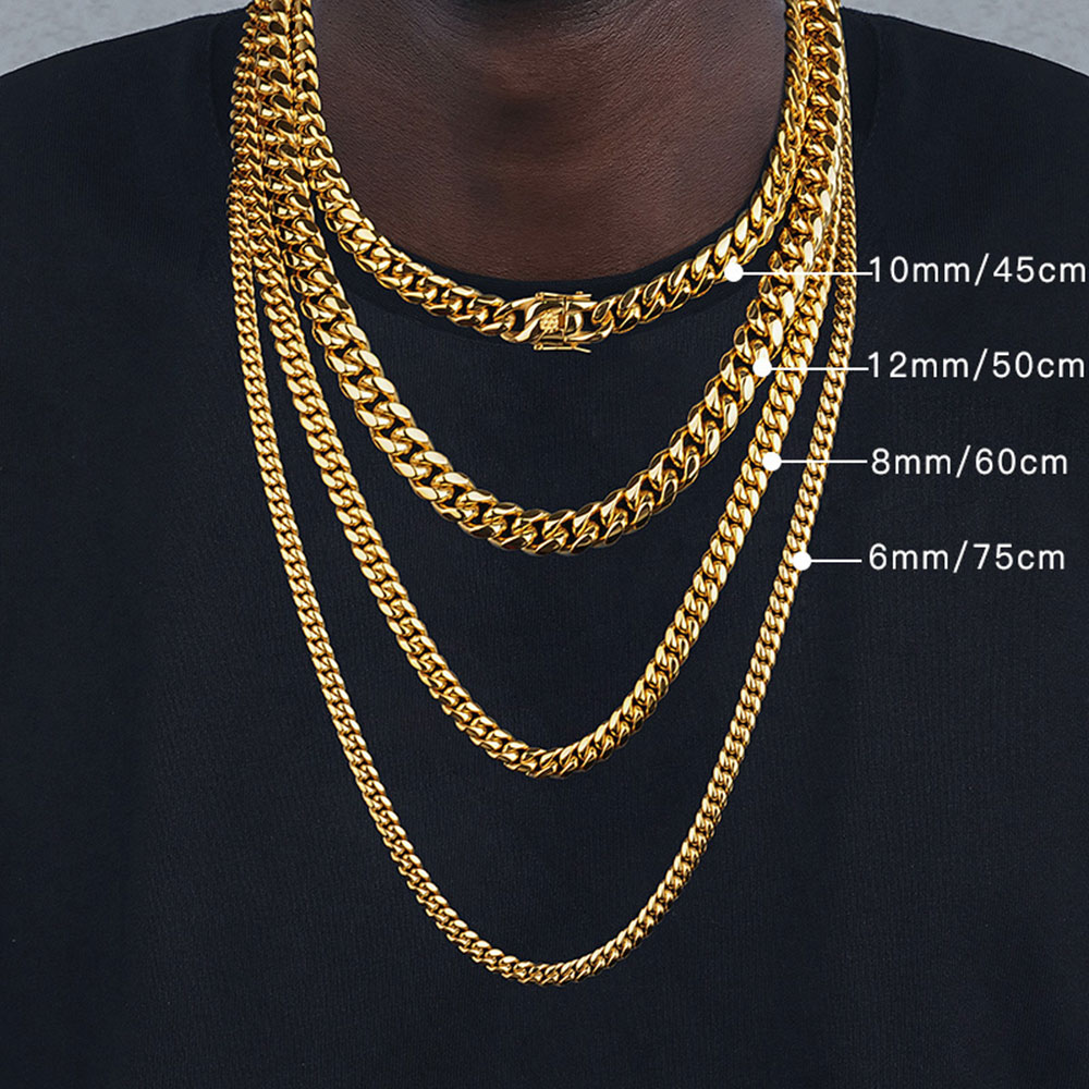 Cuban Link Chain 12Mm - 6Mm/8Mm/10Mm/12Mm Hip-Hop Cao Đánh Bóng Màu