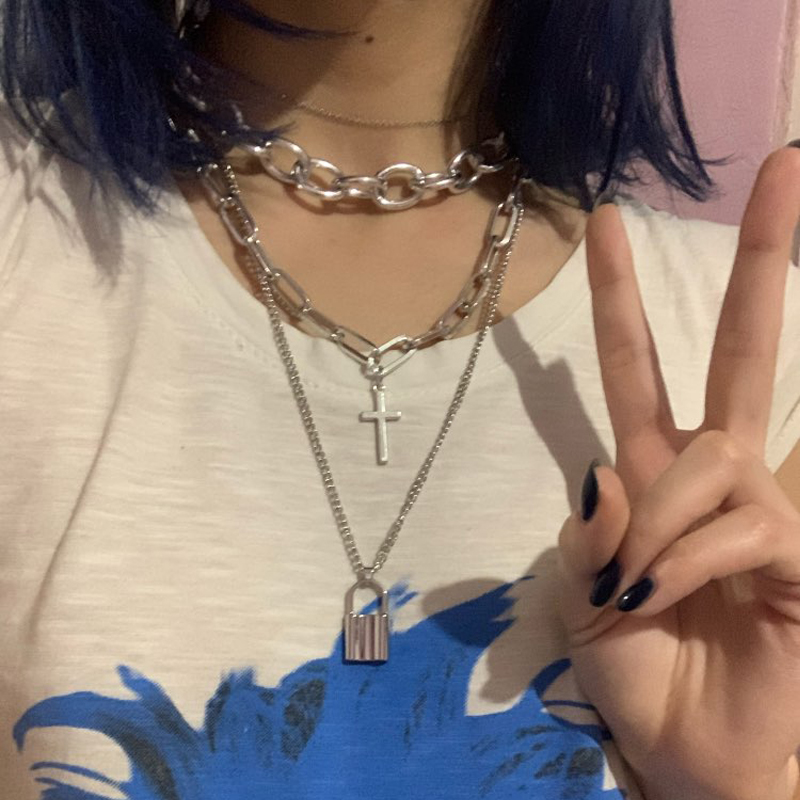 Lớp Grunge Thẩm Mỹ Trang Sức V - đánh giá và giá Layered Pendant Necklace Aesthetic