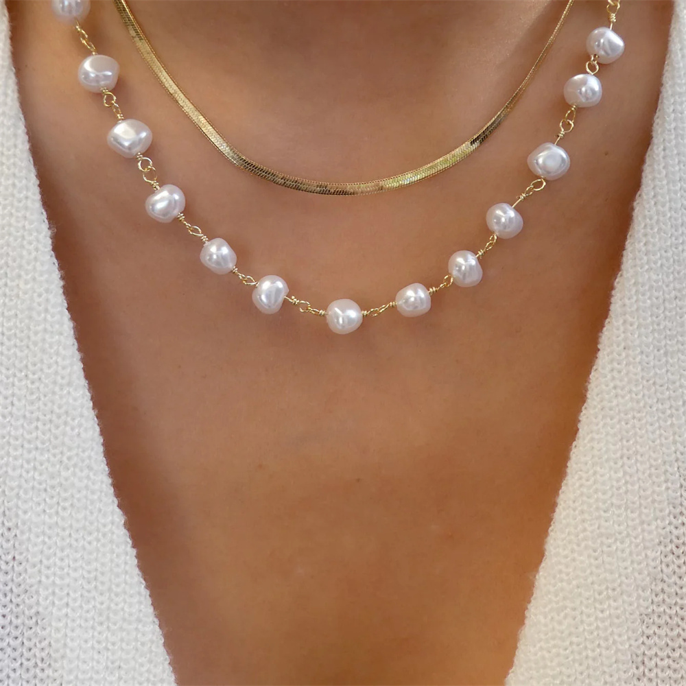 Trendy Gold-plate Geometric Be - đánh giá và giá Pearl Choker Necklace Vintage