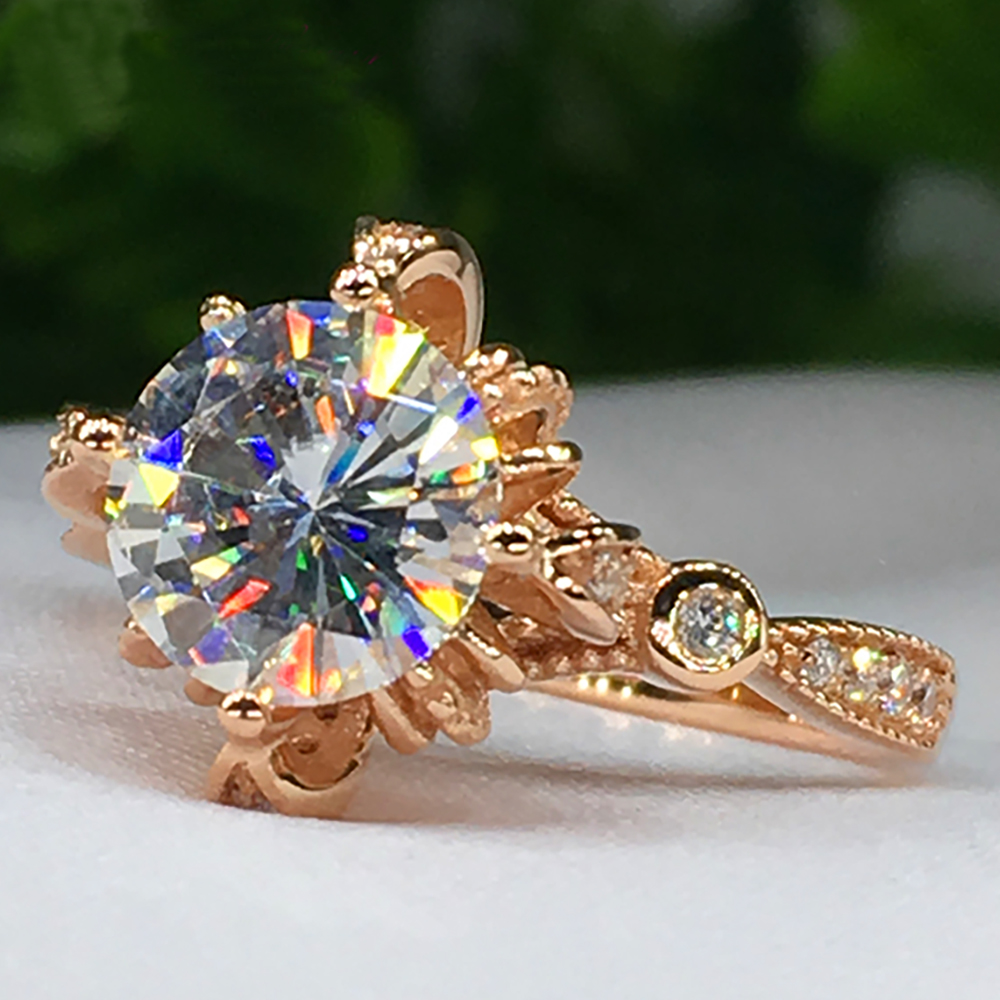 Custom Solid 18K Au750 Yellow  - đánh giá và giá Moissanite Engagement Ring 1 Carat