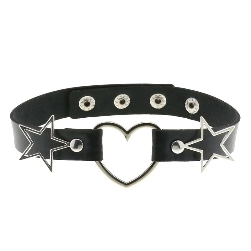 Decopunk Punk PU Leather Heart - đánh giá và giá Goth Punk Spike Choker