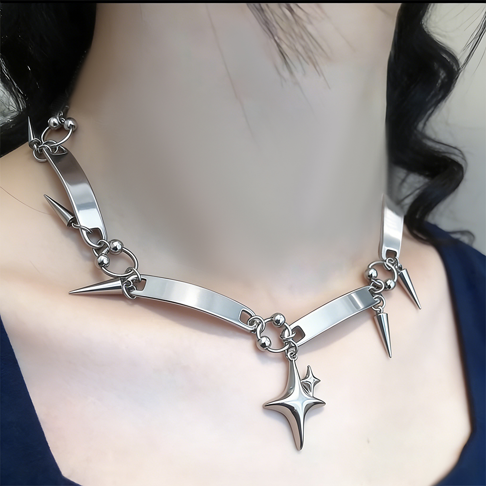Y2k Star Riveted Choker Goth D - đánh giá và giá Goth Punk Spike Choker