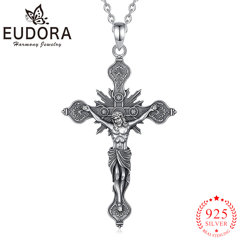 Eudora New Crucifix Cross Neck - đánh giá và giá 925 Sterling Silver Chain Necklace Men