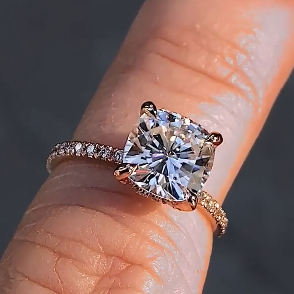 Custom Solid 14K Rose Gold Wom - đánh giá và giá Moissanite Engagement Ring 1 Carat