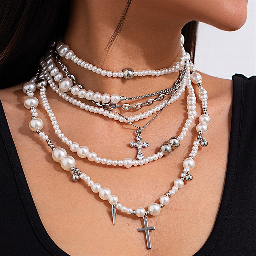 Multi-layer Imitation Pearl Be - đánh giá và giá Layered Pendant Necklace Aesthetic