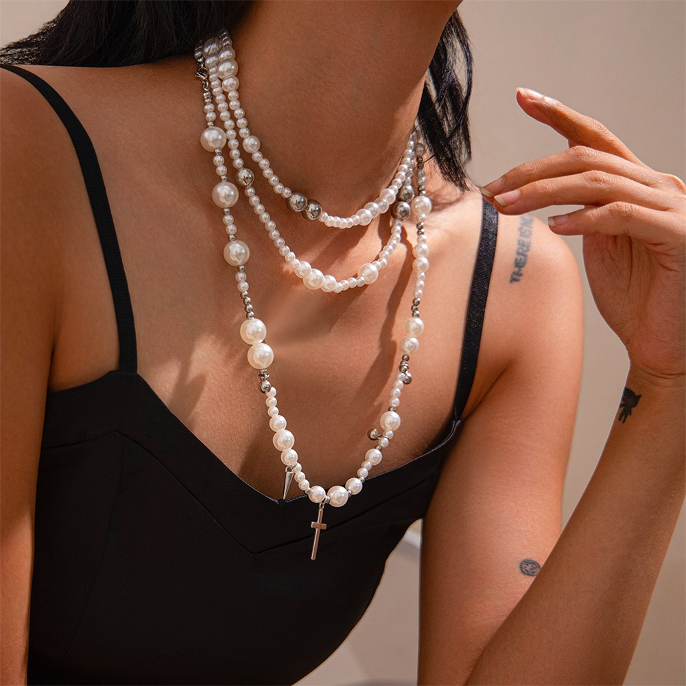 Multi-layer Imitation Pearl Be - đánh giá và giá Layered Pendant Necklace Aesthetic