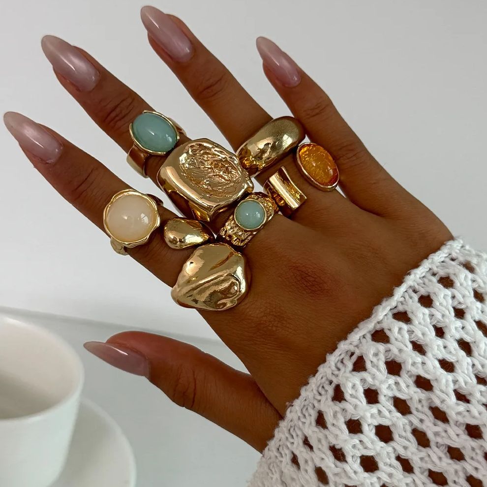 DIEZI 7pcs/set Vintage Multico - đánh giá và giá Vintage Punk Knuckle Rings Set