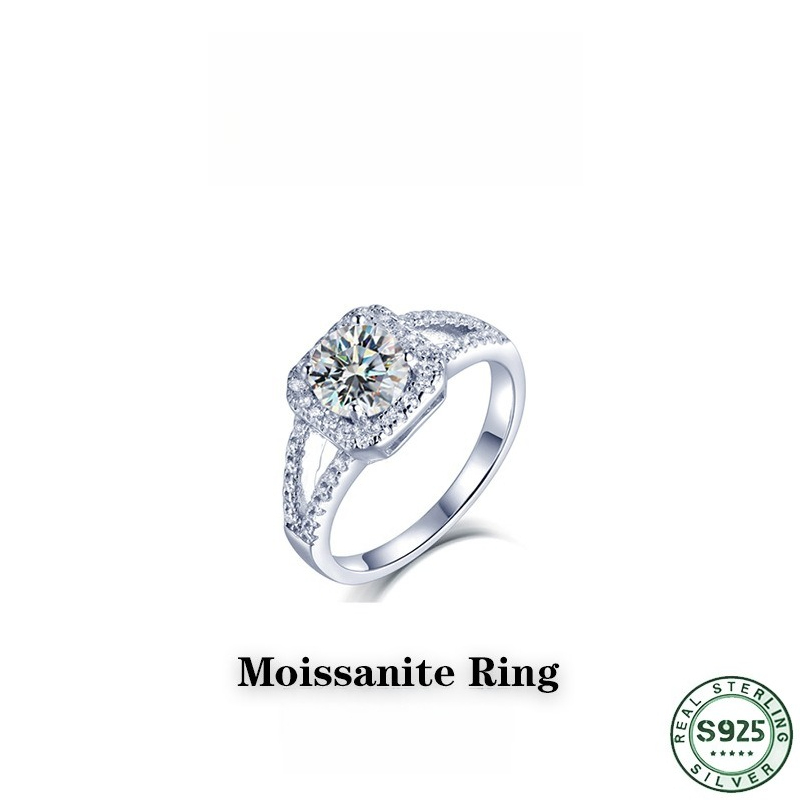 Hot selling 100% S925 silver s - đánh giá và giá Moissanite Engagement Ring 1 Carat