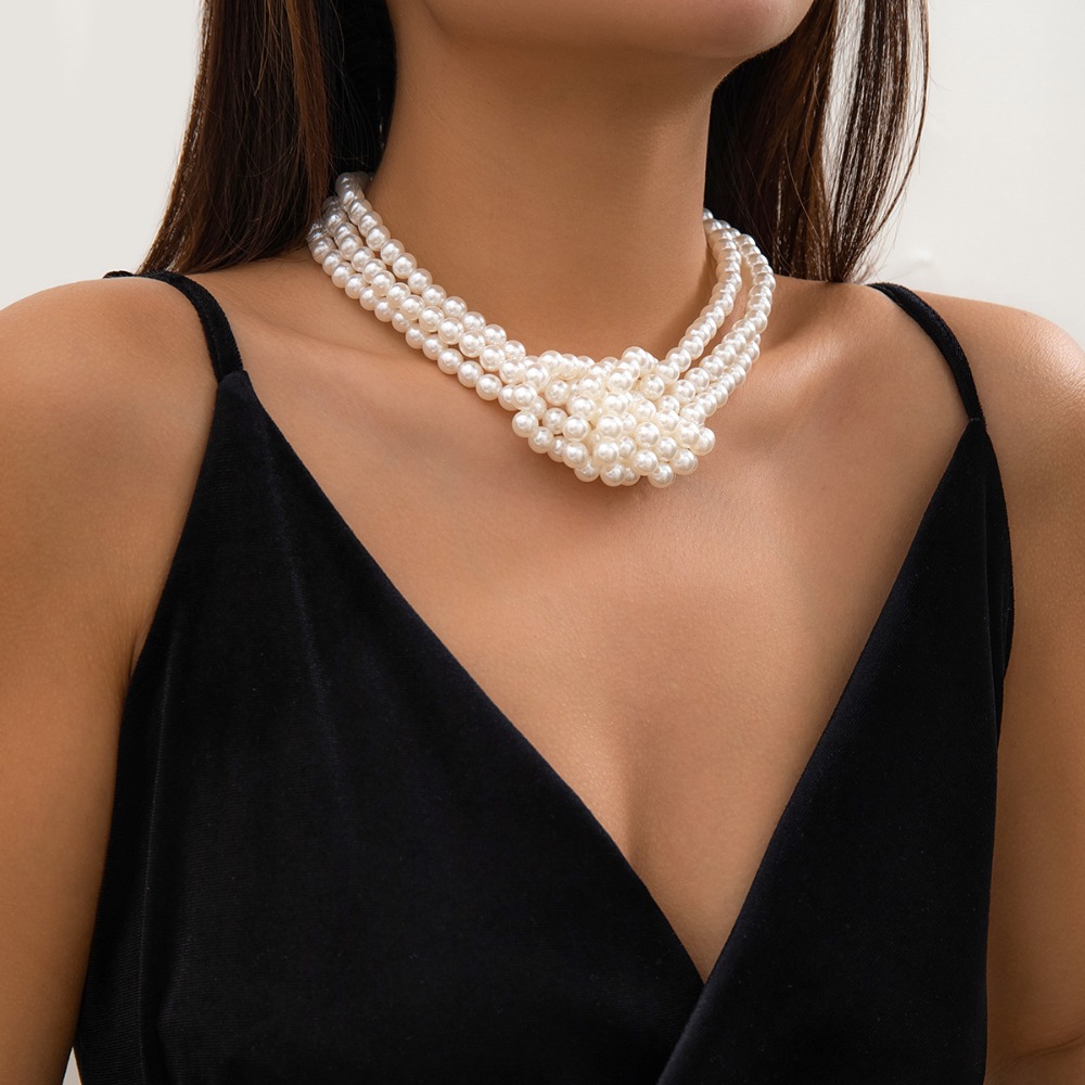 Fashion Retro Black White Stit - đánh giá và giá Pearl Choker Necklace Vintage