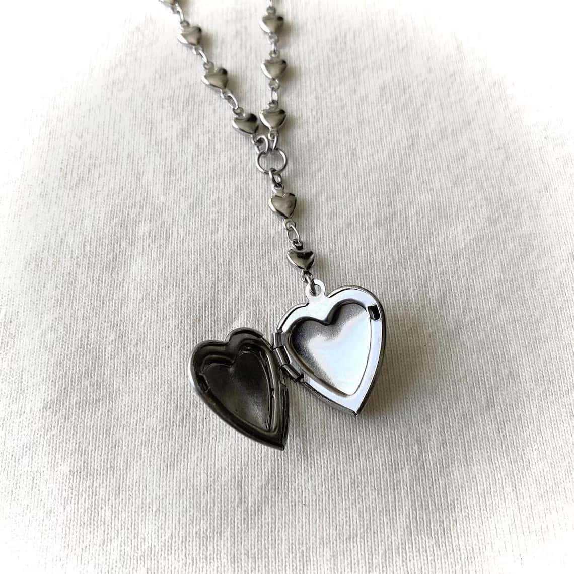 Rosary Lariat Chain Necklace w - đánh giá và giá Heart Locket Necklace Photo