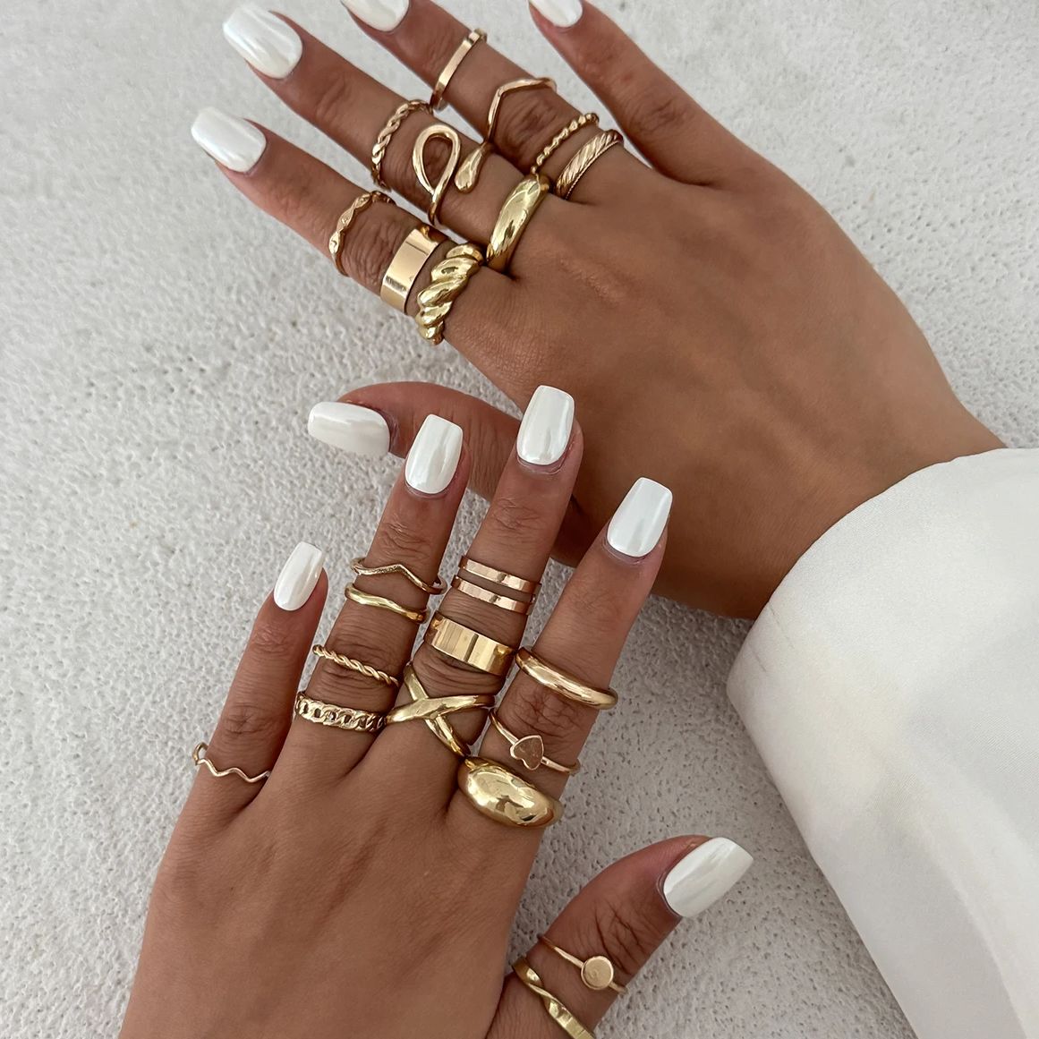 KunJoe 24Pcs/Set Trendy Irregu - đánh giá và giá Vintage Punk Knuckle Rings Set