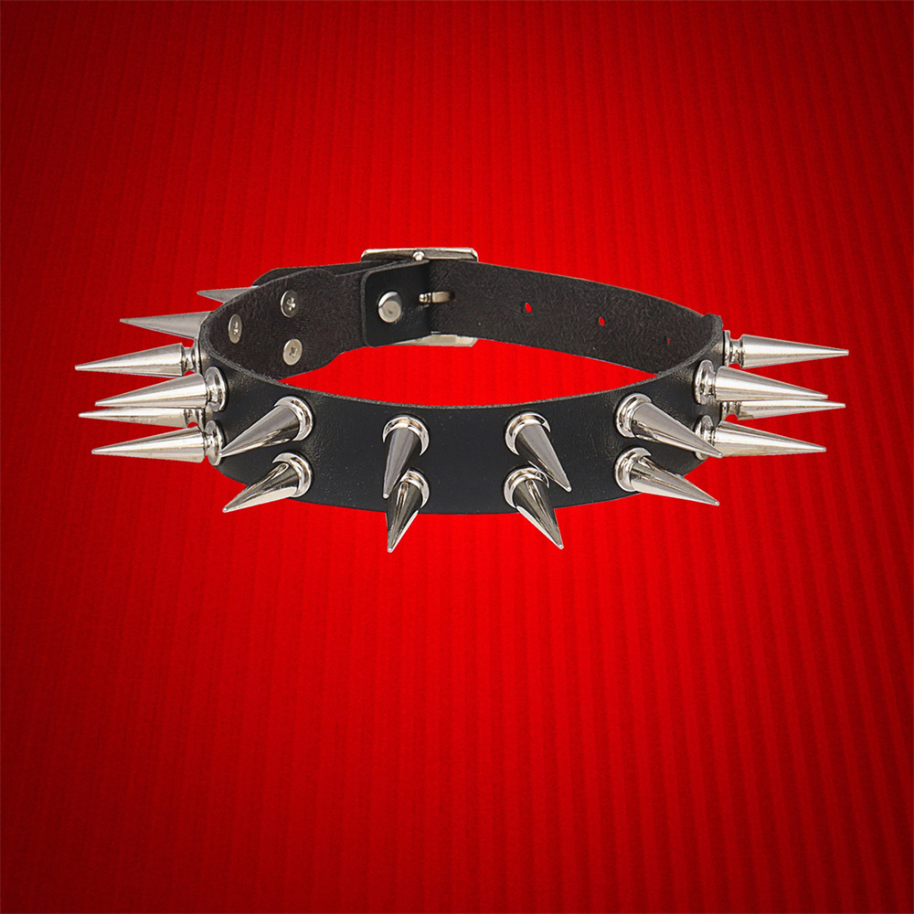 Long Spiked Choker Collar For  - đánh giá và giá Goth Punk Spike Choker
