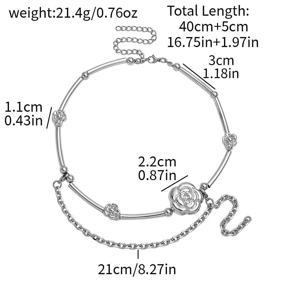 Y2K Aesthetic Camellia Choker  - đánh giá và giá Layered Pendant Necklace Aesthetic