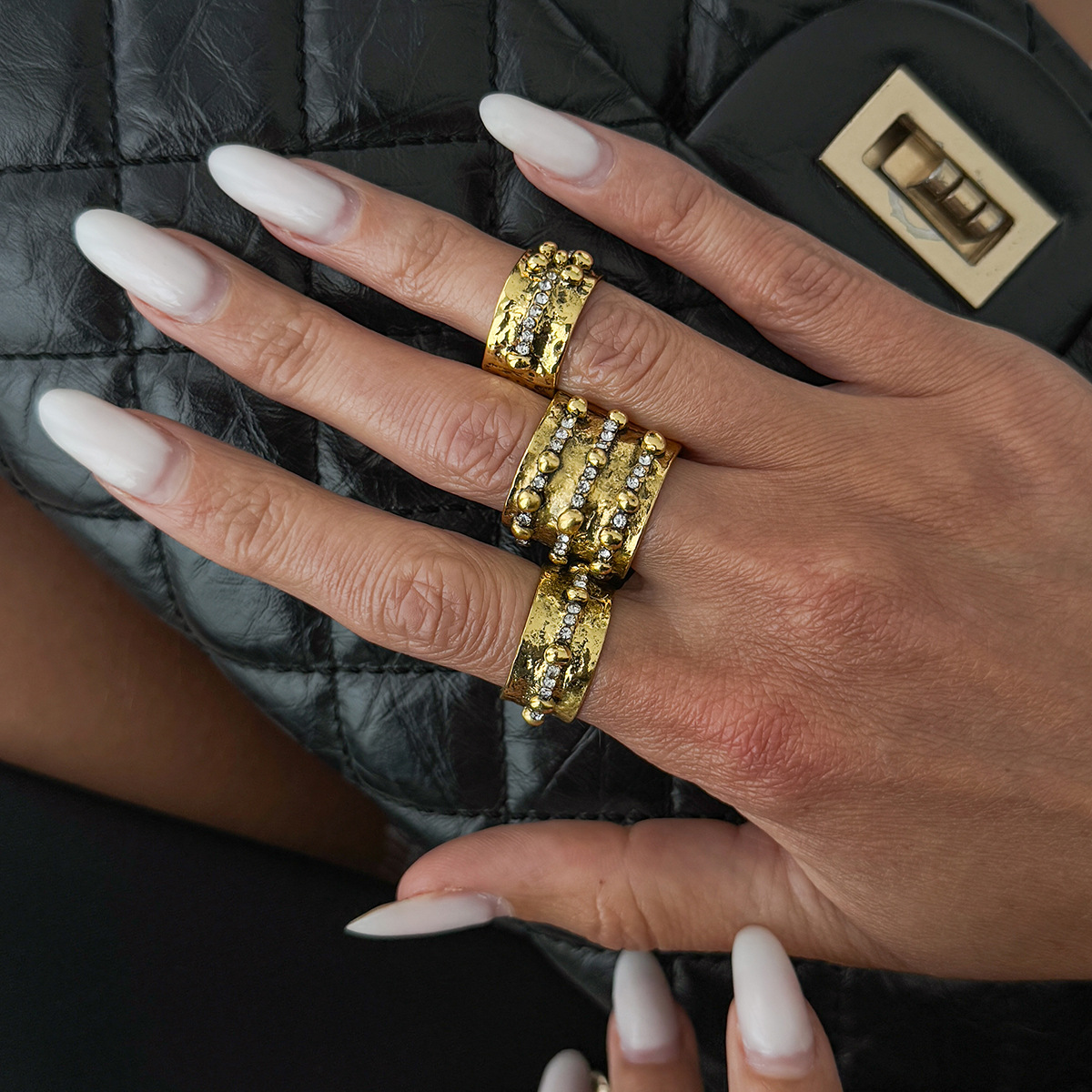 3Pcs Vintage Inlay Rhinestone  - đánh giá và giá Vintage Punk Knuckle Rings Set