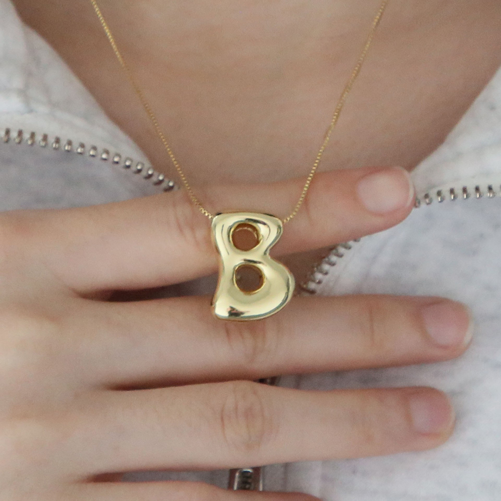 Creative A-Z Balloon Bubble Le - đánh giá và giá Initial Letter Necklace 18K Gold