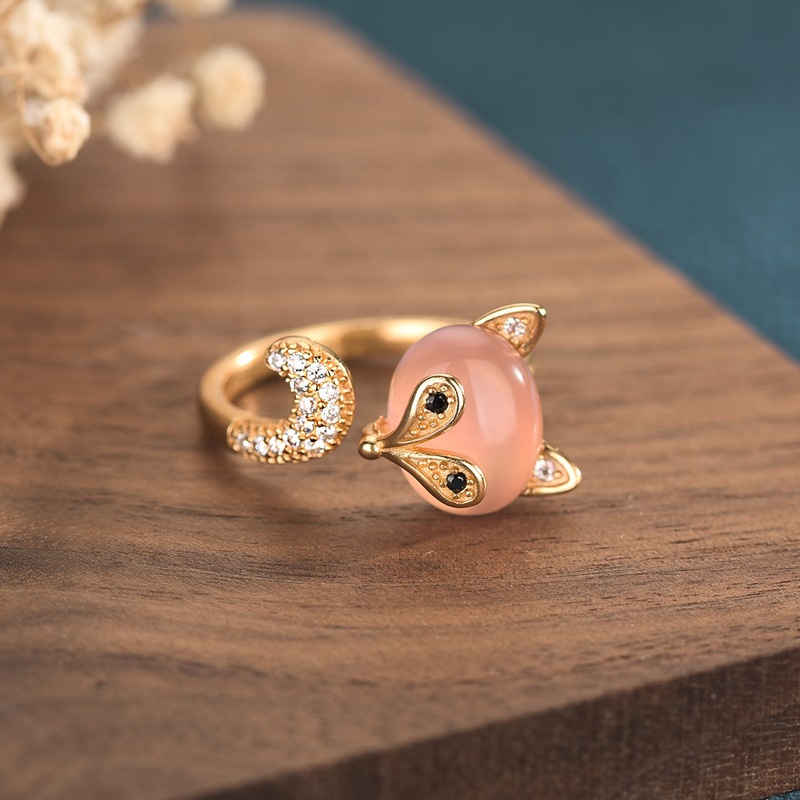Pink Natural Jade Fox Rings Re - đánh giá và giá Rings