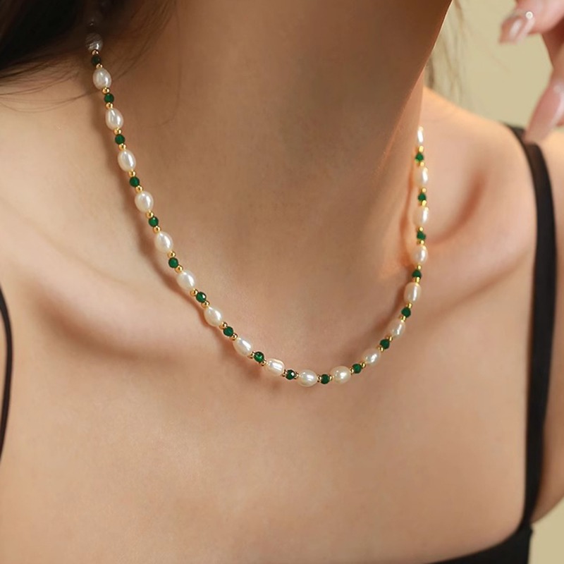 Minar Dainty Green Color Glass - đánh giá và giá Pearl Choker Necklace Vintage