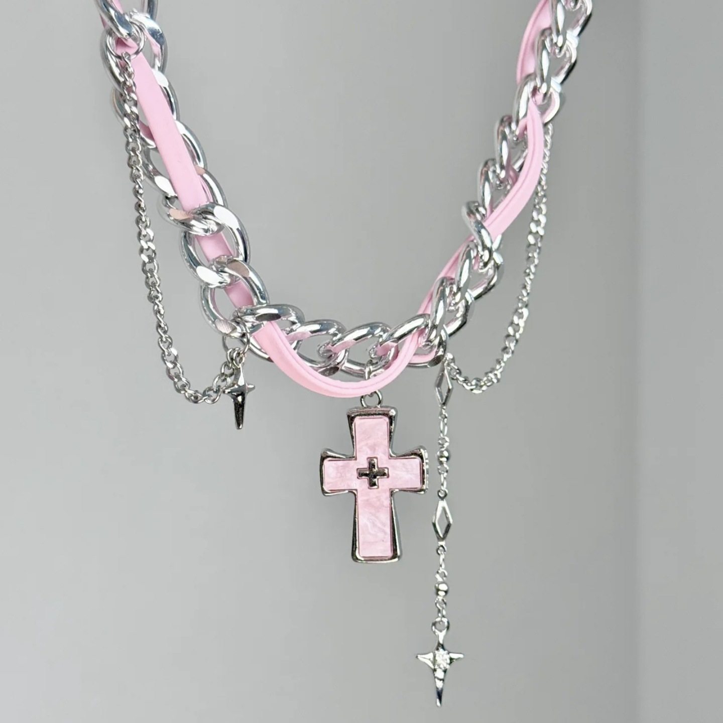 Y2k Grunge Aesthetic Multi Lay - đánh giá và giá Layered Pendant Necklace Aesthetic