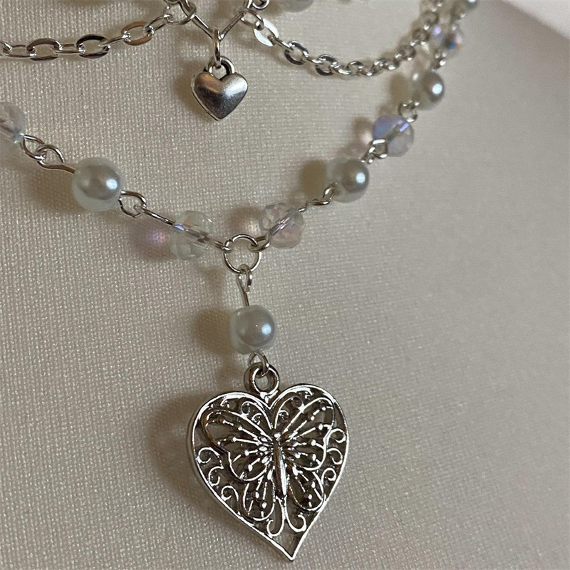 Butterfly Heart Pearls Necklac - đánh giá và giá Pearl Choker Necklace Vintage