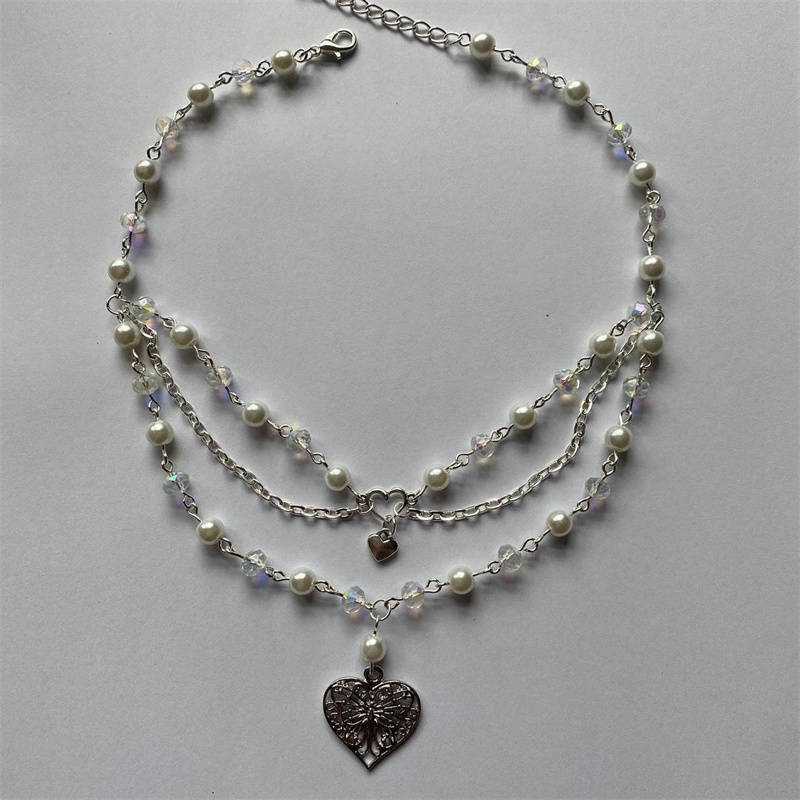 Butterfly Heart Pearls Necklac - đánh giá và giá Pearl Choker Necklace Vintage
