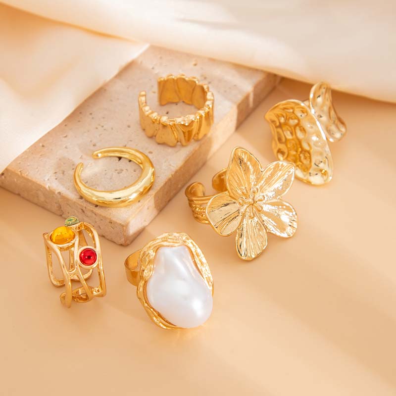 6pcs/Set Vintage Metal Flower  - đánh giá và giá Vintage Punk Knuckle Rings Set