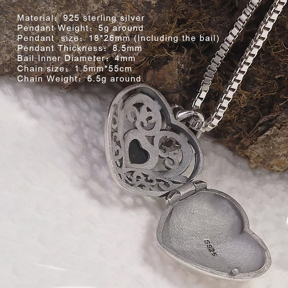 925 Sterling Silver Openable L - đánh giá và giá Heart Locket Necklace Photo